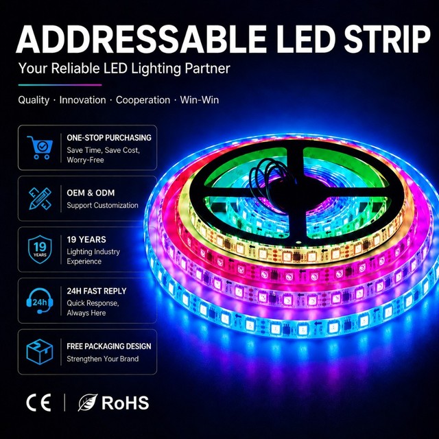Addressable RGB Led Strip 5050 WS2812 60LED/M DC5V IP20 Copper with /USB Connectivity for Indoor Lighting