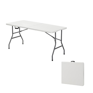Table pliante en plastique moulé HDPE blanc 5FT, étanche et économique, idéale pour l'extérieur, la <span class=keywords><strong>location</strong></span> ou comme table de pique-nique. - Product Image 2