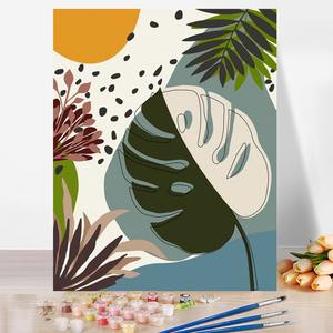 Personalizzato all'ingrosso sole pittura ad olio fai da te con i numeri pittura paesaggio adulti sud-est asiatico dipinto a mano pianta immagine parete decorazioni per la casa - Product Image 1