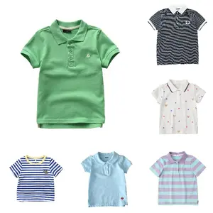 Wholesale Boys Summer Children Trendy Boys Summer Clothing New Design Kids Cotton Striped Short Sleeve Polo T- shirt