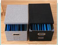 Boîte de rangement pliable en tissu de lin pour documents, organiseur de bureau, classeur de lettres et de documents juridiques avec couvercle