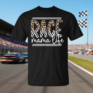T-shirt Race Mama Life Racing Mother, design imprimé léopard noir - Product Image 3