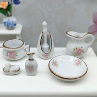 Mini ensemble d'accessoires de salle de bain en céramique 1:12 pour maison de poupée, jouets miniatures, décorations artisanales, ornements