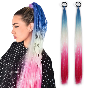 Extensiones de oropel de alta calidad de 24 pulgadas, cola de caballo larga y recta, cola de caballo falsa, postizo único, fibra de alta temperatura - Product Image 1