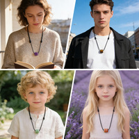 Collier Cylindre en Cristal Naturel 16mm, Chaîne Minimaliste pour Pull, Cordon Réglable Fait Main, Pendentif Agate à Grand Trou