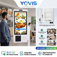 Kiosque de commande automatique intelligent YOVIS 21,5 pouces avec écran tactile capacitif 10 points, reconnaissance faciale, imprimante, scanner, SDK, restaurant