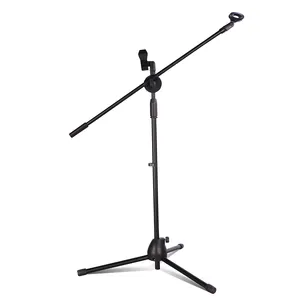 Depusheng H1-B logam kualitas tinggi adjustable hot jual double mikrofon berdiri dengan dua mic holder
