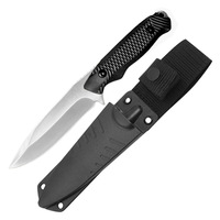 Couteau de survie en plein air, chasse, camping, acier inoxydable, étui, manche en PP, longueur totale de 20 cm, lame à bord lisse, haute qualité