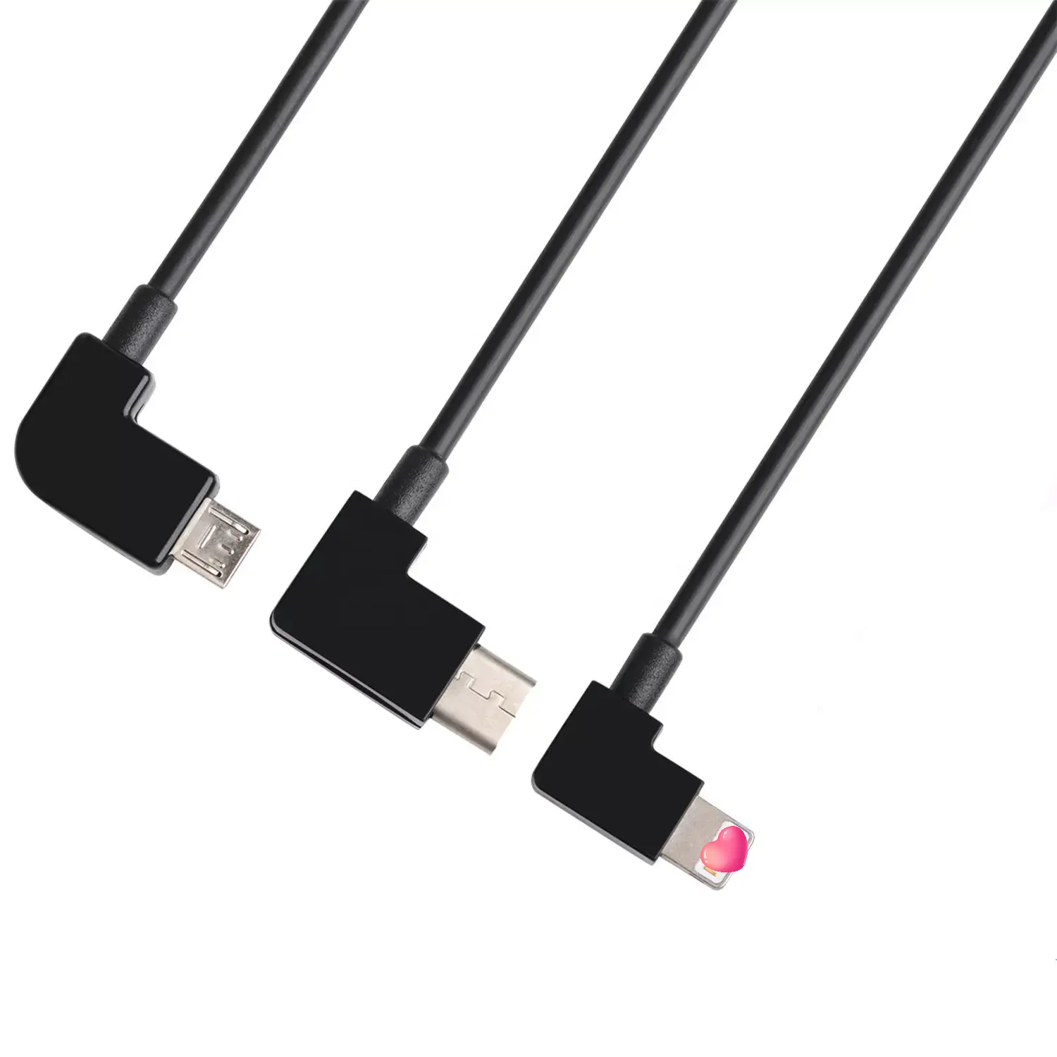 Drone Right Angled USB cable set 3 cables Micro to L ,Micro to Type C ,Micro to Micro
