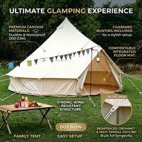 Carpa Piramidal Tipo Yurta India de Gran Tamaño para Glamping al Aire Libre, Impermeable, Resistente al Viento, con Estructura de Aleación de Aluminio, 400x400x250cm, para Camping