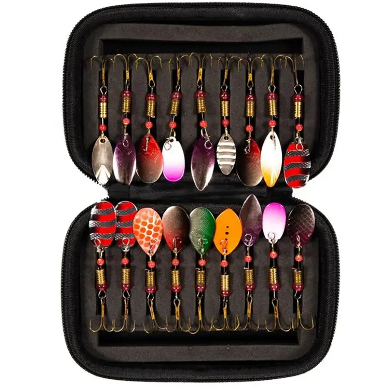 Colorful Hard Metal Baits with/without feather Fishing Lure Kit Set 18pcs/box Fishing Lure spinning lure