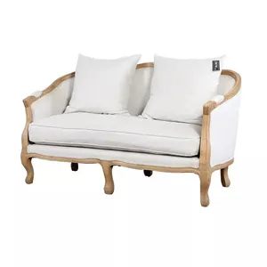 MRS WOODS – coussin rembourré en bois de chêne massif blanc de Style français sculpté, canapé d'amour, siège, jambes en chêne