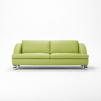 Canapé deux places en similicuir vert avec pieds en métal, style moderne pour salon et appartement, vente en gros, directement de l'usine