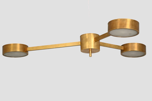 Lustre suspendu Sputnik MCM rond à 3 lumières en laiton, style Mid-Century Modern, fait main - Product Image 4