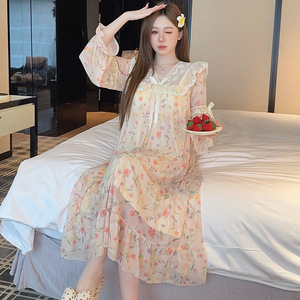 <span class=keywords><strong>Camicia</strong></span> <span class=keywords><strong>da</strong></span> <span class=keywords><strong>Notte</strong></span> Principessa Retrò Francese all'Ingrosso, Vestito Lungo <span class=keywords><strong>da</strong></span> <span class=keywords><strong>Notte</strong></span> con Pizzo e Volant, Dolce Abito <span class=keywords><strong>da</strong></span> Casa con <span class=keywords><strong>Maniche</strong></span> a Sbuffo - Product Image 5