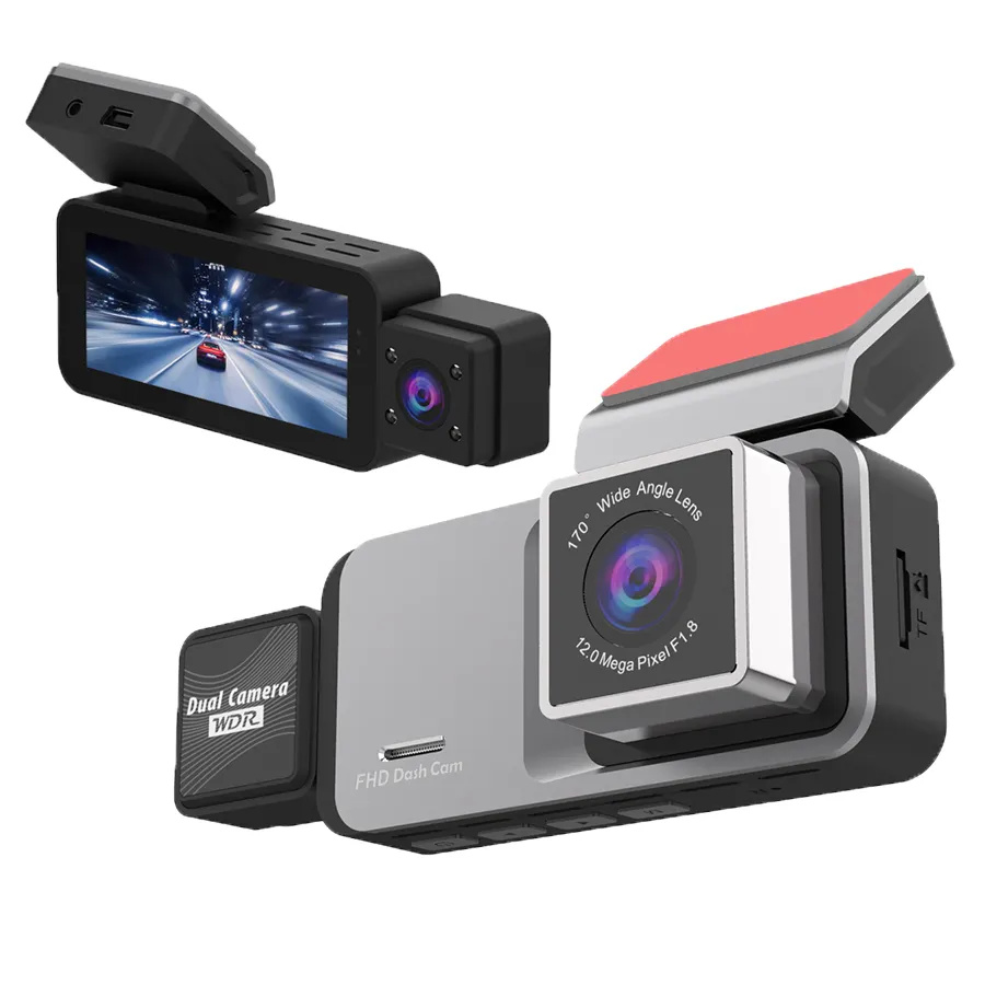 Hot 3.5 inch 3 ống kính Dash Cam 1080P Màn hình phía trước và phía sau trở lại với tầm nhìn ban đêm 3 kênh xe máy ảnh Dash Cam xe hộp đen