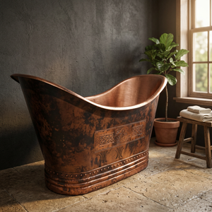 Bañera individual de cobre antiguo con patas de gato para baño, precio mayorista doblemente económico para proveedores indios - Artesanía india para el hogar - Product Image 4