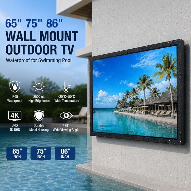 Sinmar High Brightness Outside TV 32 43 50 55 65 75 86 Inch Outdoor Waterproof Led LCD Screen Smart Tv for Pool