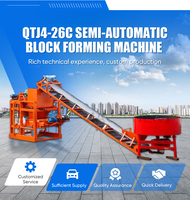 Máquina rentable QTJ4-26C para pequeños negocios, máquina semiautomática para fabricar bloques de hormigón en Mozambique
