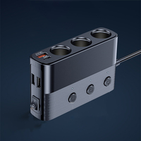 Adaptateur allume-cigare de voiture avec affichage de tension, 3 prises, interrupteurs indépendants, PD QC3.0, 2 ports USB, chargeur multi-ports pour voiture