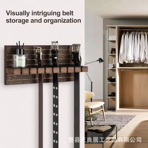 Wooden Belt <b>Storage</b> Rack 9x11.8x2.5 Inch <b>Wall</b> Mounted <b>Hanging</b> Organizer for Wardrobe Closet - Product Image 3