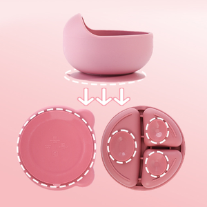 Vente en gros d'ustensiles de salle à manger classiques pour bébés Ensemble d'alimentation pour bébés en silicone sans Bpa avec <span class=keywords><strong>assiette</strong></span> en forme d'ours, bol et gobelet à bavette - Product Image 4