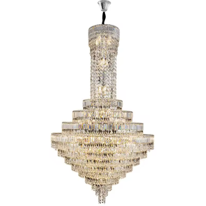 Diseño moderno escalera Villa sala de estar escalera grande largo LED lujo K9 araña de cristal - Product Image 6