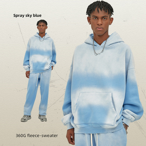 Sweat à capuche unisexe personnalisé avec broderie et impression, style streetwear hiver, en coton épais, coupe vintage oversize, effet vieilli, coupe-vent - Product Image 1