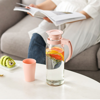Vente flash d'été : Carafe à eau en verre écologique résistante à la chaleur de 800 ml avec couvercle en plastique et poignée, design minimaliste pour jus froid, lait, thé