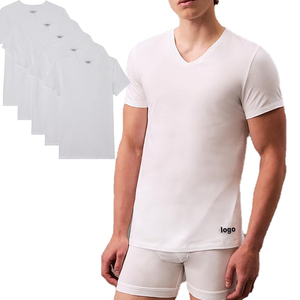 <span class=keywords><strong>T</strong></span>-<span class=keywords><strong>shirt</strong></span> personalizzata da <span class=keywords><strong>uomo</strong></span>, vestibilità aderente, in modal bianco traspirante, per palestra, con scollo a V, maglietta intima anti-sudore - Product Image 1