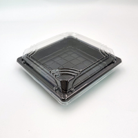 JY-81205 Black Square Kunststoff Sushi Container Großhandel Verpackungs boxen mit Deckel für Einweg-Lebensmittel verpackung Boxes taurant