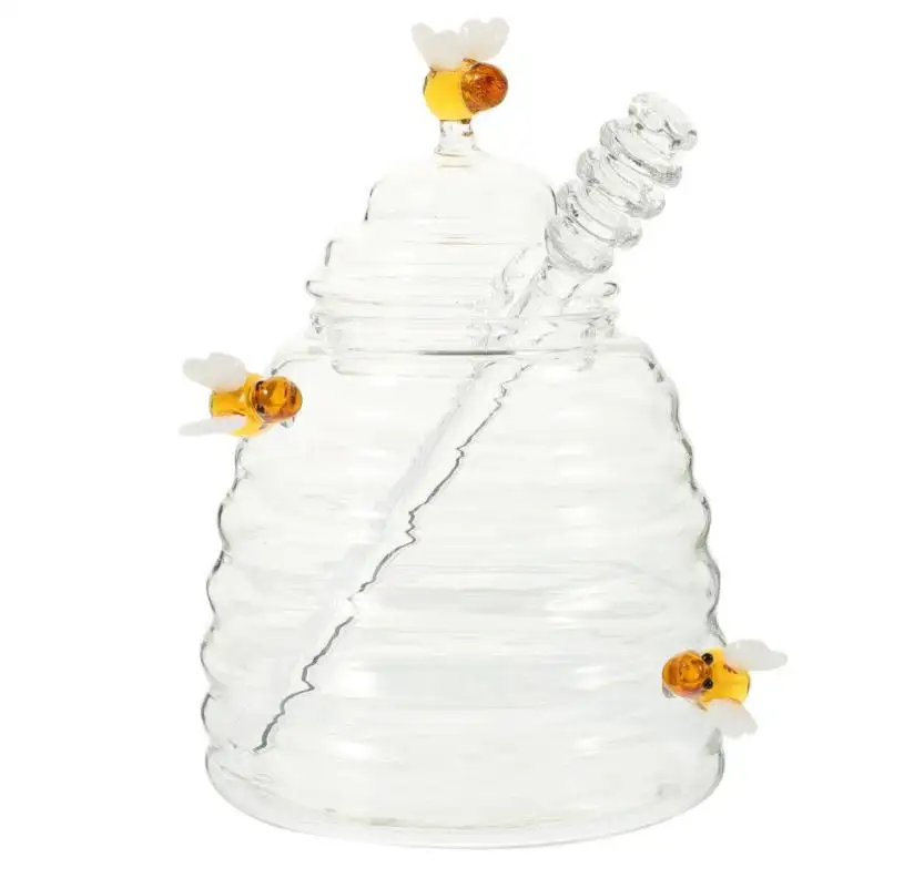 Bán buôn Tùy chỉnh cao thủy tinh borosilicate mật ong chứa tay thổi thủy tinh mật ong Jar