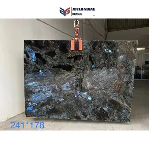 APULO STONE Luxus Labradorit Lemurian blau Granitplatte Custom Size für Arbeits platte Esstisch Couch tisch