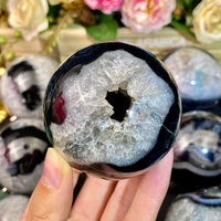 Sphère en agate noire de cristal naturel de haute qualité pour la décoration et les cadeaux, vente en gros