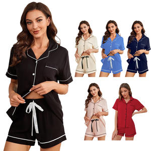 HOT SALE Women Pajamas Set <strong>Short</strong> Sleeve Sleepwear Button Down Nightwear <strong>Shorts</strong> Soft Pj Sets Cotton - Product Image 6