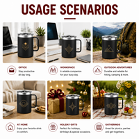 Vaso Térmico de Viaje de Acero Inoxidable de Doble Pared con Logotipo Personalizado, 12oz/14oz, Taza de Café Aislada con Asa para Camping