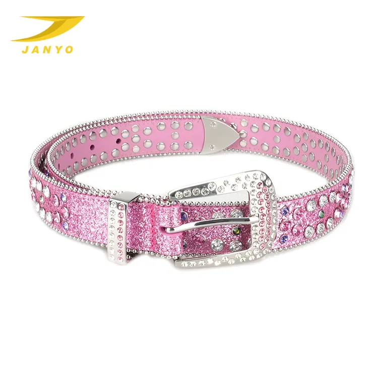 EW-hebillas de diamantes rosas para mujer, cinturones hechos a mano de alta calidad