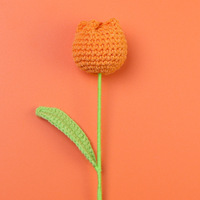 Penjualan terlaris 6*6cm buket bunga buatan kreatif simulasi bunga Tulip rajutan tangan lucu Tulip Crochet