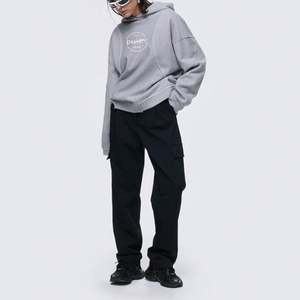 Sudadera de algodón polar para mujer, bordada con hombros caídos Sudadera con capucha, logotipo personalizado gris, Sudadera con capucha de gran tamaño personalizada - Product Image 1