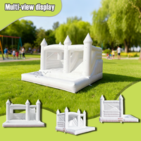 Structure gonflable géante commerciale pour adultes et enfants, thème sirène blanche, avec toboggan aquatique