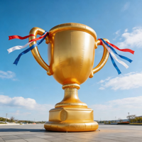 Modèle de trophée gonflable extérieur Aero 10m Objets gonflables publicitaires géants Coupe de prix gonflable en or personnalisée pour événements