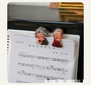 Clip nhạc Acrylic hoạt hình dễ thương Clip nhân viên năm dòng gốc thư mục nhạc piano của nhạc sĩ sáng tạo - Product Image 3