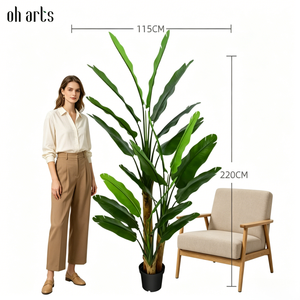 OH ARTS Palmier du voyageur artificiel réaliste, Plante artificielle Oiseau de paradis en pot pour la décoration moderne de la maison et du bureau - Résistant aux UV - Product Image 4