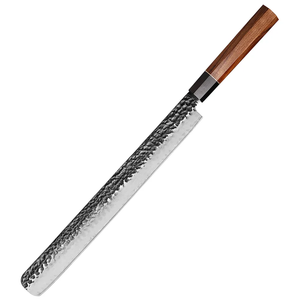12 "インチブリスケットナイフ高級手作り炭素鋼ロングブッチャースライスカービングナイフフル唐肉切りとバーベキューかみそりシャープ