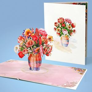 Carte de vœux pop-up 3D avec colibris et fleurs, finition vernie mate, pour la fête des mères - Product Image 6