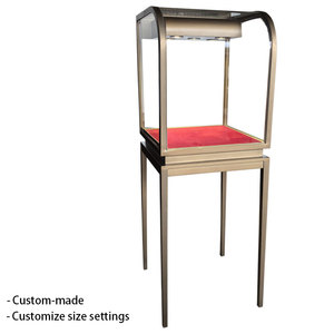 Vitrine à bijoux LED étanche de luxe avec étagères à niveaux - Verre trempé et métal durables, écologiques et recyclables, couleur personnalisable - Product Image 6