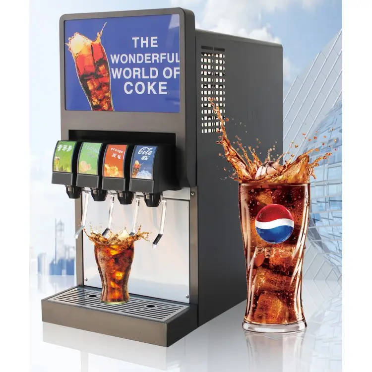 Pabrik menjual murah karbon es Cola setelah mencampur mesin minuman meja 3 rasa Dispenser Soda