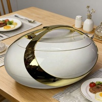 Ensemble chauffe-plats pour hot pot en acier inoxydable, grande taille 3L 4L 5L, pour usage domestique et commercial, moderne, avec chauffe-plats et casserole