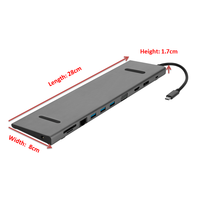 Vente chaude HDM + VGA + USB3.0 + DP + RJ45 + PD + Audio stéréo + SD + Hub USB C 11 en 1 pour ordinateur portable/ordinateur