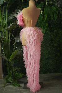 कंधे के शीर्ष कॉर्सेट हाई स्लिट लंबी स्कर्ट जन्मदिन की पार्टी शाम की पोशाक महिला प्रदर्शन - Product Image 3